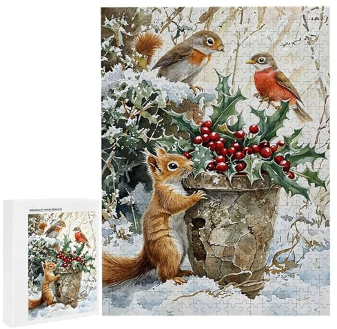 Puzzle 1000 Teile Erwachsene Eichhörnchen Vogel, Impossible Klassische Jigsaw Puzzles 75 x 50cm, Geschicklichkeitsspiel für die ganze Familie, Puzzle farbenfrohes Legespiel Home Dekor Geschenk k-801