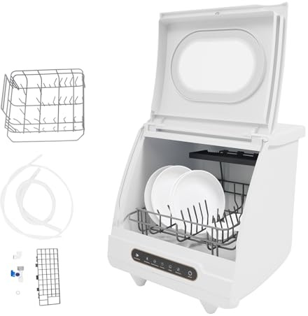 ROGONPDK 800W Mini Spülmaschine, 5L Geschirrspüler, Tischgeschirrspüler Freistehen 5 Modi, Arbeitsplatten-Geschirrspüler, Tischgeschirrspüler, Tragbarer Geschirrspüler