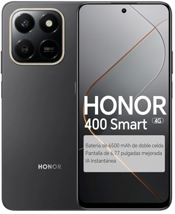 HONOR 400 Smart 4G Smartphone, Pantalla 6,77 Pulgadas 120Hz, 6500mAh, Cámara Ultra Clara 108MP, Botón IA Instantáneo, Resistencia a Caídas 5 Estrellas SGS, Dual SIM (Velvet Black, 256, GB, GB, 8)