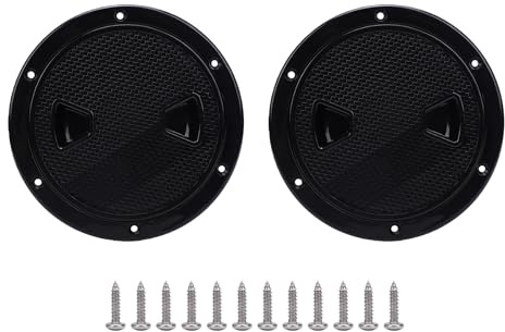 Akozon 2 Pezzi Copertura per Portello di Accesso da 6 Pollici, Piastra Rotonda per Ponte Marino con Tappo Rimovibile, Porta di Ispezione per Barche, Yacht e Camion, Design Antiscivolo