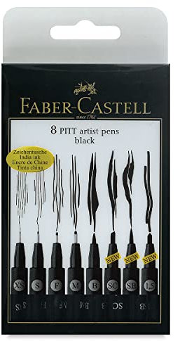 Faber-Castell 167137 - Tuschestift Pitt Artist Pen, 8er Kunststoffetui, schwarz