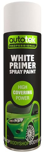Autotek Professional High Covering Power Spray Paint, White Primer, 500 ml
