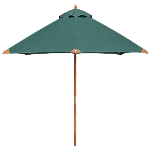Garden Market Place Hardwood Garden Parasol, Garden Umbrella with Pulley Lift, Water-Repellent 180g/m² Polyester Canopy, Wind Vent and Reinforced Rib Frame, 3.5m Wide (Dark Green)