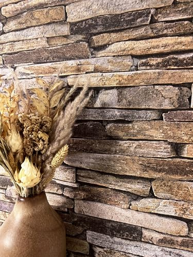 Steintapete Vlies Beige Grau Natur | schöne edle Tapete im Steinmauer Design | moderne 3D Optik für Wohnzimmer, Schlafzimmer oder Küche inklusive der Newroom-Tapezier-Profibroschüre mit super Tipps!