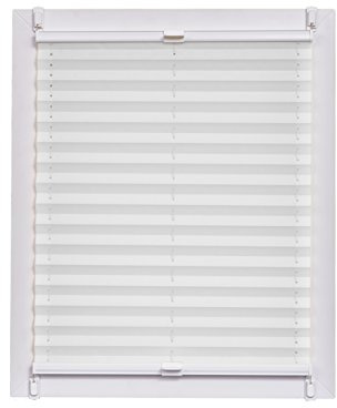 Sunlines Plissee Made in Germany, Tageslicht, Crepes Uni Weiss, Klemmfix, Weisse Schiene, 140 x 150 Plissee, Stoff, Weiß, 140 x 2.3 x 150 cm, 1 Einheiten