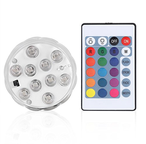 Zerodis Tauch LED Lichter Wasserdichte LED Farbwechsel Unterwasser Elektronische Tee Runde Licht Lampe mit Fernbedienung für Aquarium Garten Pool Teich Party Hochzeit Halloween Weihnachtsbeleuchtung