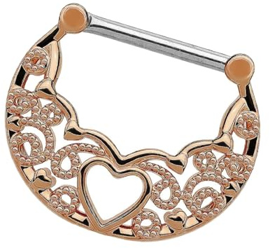 Piersando Brustwarzen Piercing Intimpiercing Nippelpiercing Brust Nippel Intim Brustwarzenpiercing Barbell Stab mit Clicker Schild Herz Filigran Rosegold