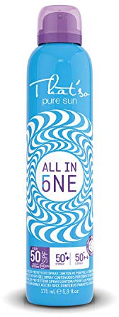That'so All in One - Protezione Solare Spray Incrementale 50/50+/50++ dermatologicamente testato per bambini e pelli sensibili, resistente all'acqua con vitamina E, Olio di Avocado e Jojoba- 175 ml