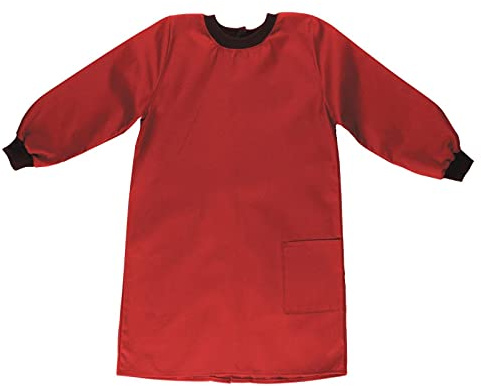 Adventure Togs Kids Premium Painting Smock Apron - Arts and Crafts, Waterproof, Baking, Cooking, School - Red, 6-8 Years