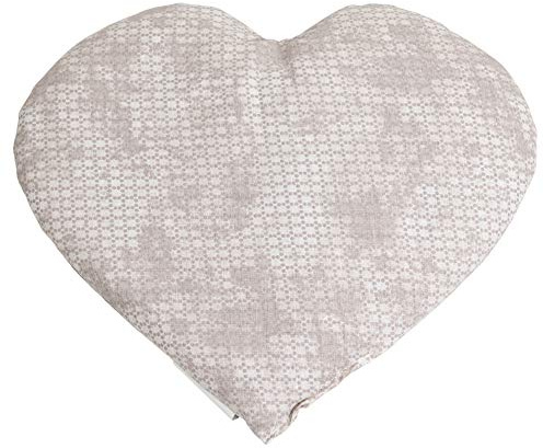 Cuscino bio a forma di cuore con con semi di farro bio, ca. 30x25cm - shabby-chic grigio-beige - Cuore - Un regalo affascinante