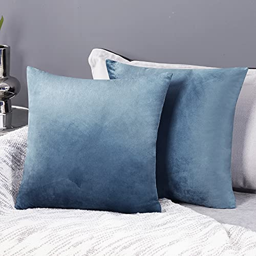 Deconovo 2 Pack Velvet Throw Pillow Covers for Sofa Soft Design Decorative Pillow Covers for Bedroom Living Room Sofa Office 26x26 Inch Teal