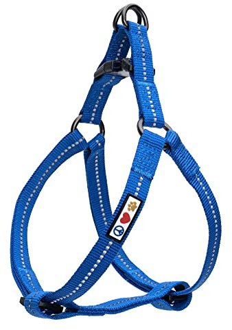 Pawtitas Arnés Reflectante para Perro, arnés Ajustable para Cachorro, Talla M, Color Azul, Reciclado