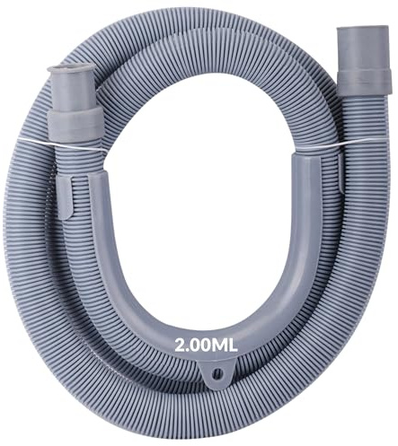 BYMEO, 2.00 ML/Tuyau Evacuation Machine à Laver/Lave Vaisselle/Flexible De Vidange/Extension/Rallonge Évacuation Eau Usée - [ Kit De Raccordement Universel Extra Long ] accessoire professionnel