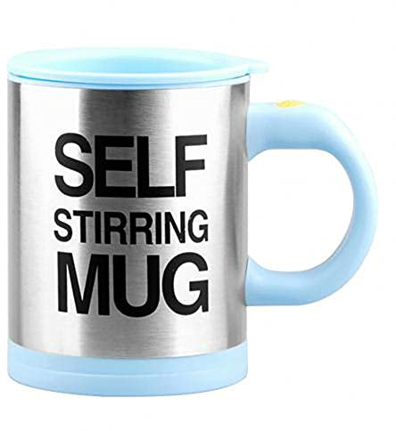 Elektrischer Selbstrührender Tasse aus Edelstahl, 400 ml Automatische Kaffee Mischbecher Thermosbecher Becherbecher [Hellblau]