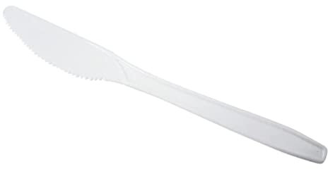 Pack of 80 Plastic Knives - White Plastic Knives, Re-usable & Hand Washable, Heavy Duty Cutlery, Microwave-Safe Tablespoon, 5.7 Long - Ideal for Birthday, Parties, Camping, Catering, Wedding