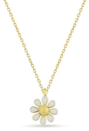 Einzelstück® Halskette Daisy mit Gänseblümchen Anhänger I 925 Sterling Silber vergoldet I Antiallergen & Nickel (Daisy Halskette Gold)