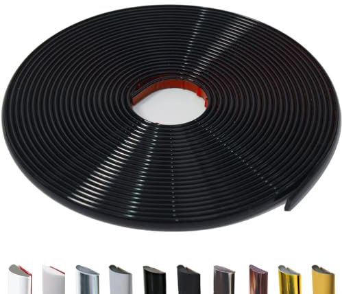 JSIWOTH Peel and Stick Trim Molding, 8 M D-Shape Baseboard Trim Flexible for Walls, Edges & Borders, Window & Door Frames, Backsplash, Black Waterproof and Self Adhesive Trim