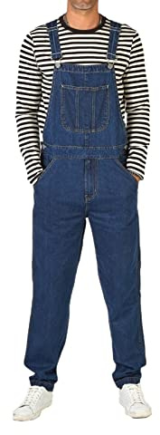 WSLCN Denim Salopette per uomo Regolare Fit Moda Bretella Jeans Denim Tuta