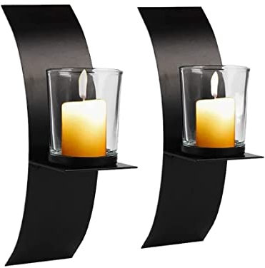 Kerzenständer 2 STÜCKE Gebogene Wandkerzenhalter, Handgemachte Eisen Hängende Wandleuchte Kerzenhalter Regal Innenausstattung Dekoration Desktop-Dekoration