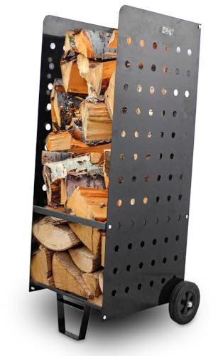 Bituxx Kaminholz Wagen Karre Transportkarre Holzwagen Holzkorb Kaminwagen Brennholzwagen für Holz bis 100 Kg