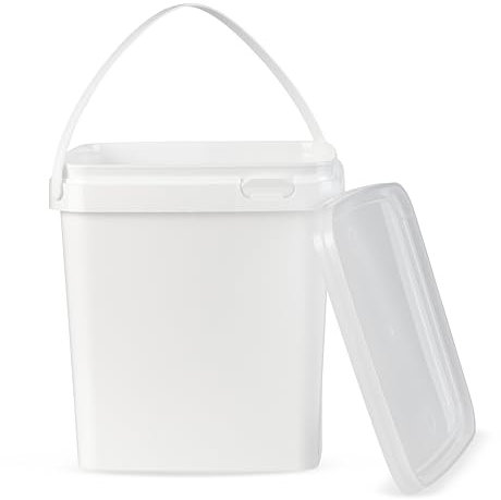 Eimer weiß 5L Fassung - Eimer mit Deckel & Henkel - Aufbewahrungsbehälter aus Kunststoff - leicht & wasserbeständig - Eimer in Weiß: Praktische Helfer für Jede Situation - (100 x 5 L)