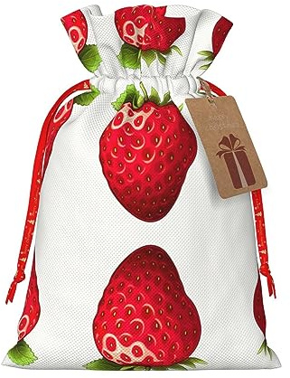 DURAGS Strawberry Clipart Geschenktasche mit Kordelzug, schicke Stoff-Geschenktüte für Weihnachten – ideal für jeden Anlass