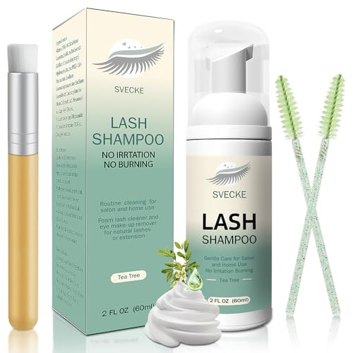 SVECKE - Wimpernshampoo Set für Wimpernverlängerungen, Wimpernshampoo 2fl.oz / 60ml, Wimpernverlängerungsreiniger