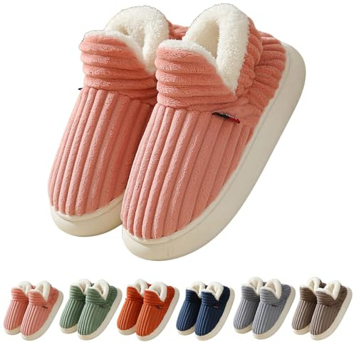 Chaussons Femme Hiver Chaud, Chaussons Chauds Et Douillets En Forme De Nuage Pour Homme Et Femme, Pantoufles D'Hiver Chaudes Et Pelucheuses Pour La Maison (36-37,Pink)
