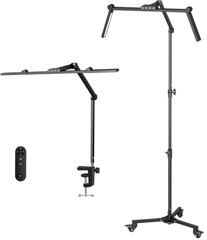 HITTI Lash Light for Eyelash Tech, 2-in-1 LED Floor Light and Clamp, Bright Foldable Half Moon Light, Stepless Dimming 3 Color Estheticians Light, Lash Lamp for Extensions Artists Tattoo Nail