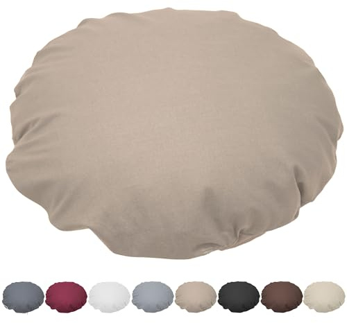 Nurtextil24 Kissen Rund 90cm Ø Durchmesser Grau Sitzkissen Dekokissen | Rundkissen 100 % Baumwolle mit Reißverschluss - Verwendung als Bodenkissen, Stuhlkissen, Sofakissen, Kopfkissen - Waschbar