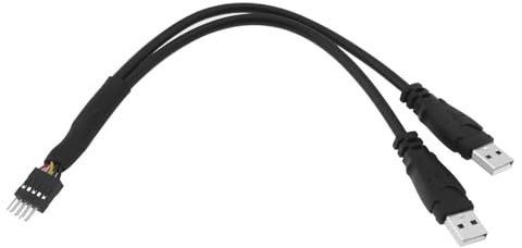 The Lord of the Tools 20cm USB A to 9 Pin Motherboard Male IDC to Dual USB 2.0 Type A Male Cable, Connecting Computer Peripherals