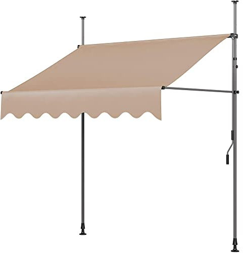 IBOWZ Store Banne Manuel Auvent Auvent Rétractable avec Pieds, Réglable 200Cm-300Cm, Abri Pare-Soleil Autoportant, Protection Contre La Pluie Et La Neige UV, Café Balcon Jardin,200X120Cm