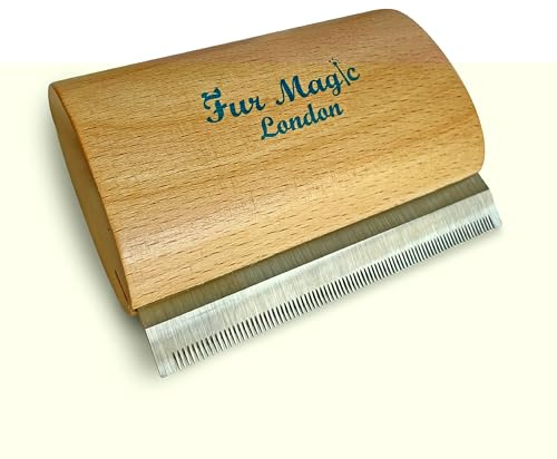 Fur Magic Wooden Deshedding Tool for Dogs and Cats, Grooming Brush for Shedding, 4 inches
