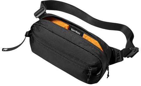 tomtoc 3,5L Borsa da Petto con Protezione RFID, Borsa a Tracolla per Uomini e Donne, Marsupio Uomo Tracolla Leggera e Impermeabile, Borsello Tracolla per Viaggi Giornalieri, Nero, per 2024 iPad mini 7