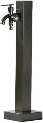 Nero Fontana da Giardino Esterno Moderna Fontanelle da Giardino Acciaio Inossidabile Rubinetti da Esterno Fontane da Giardino(Color:Square colum wit dual faucet,Size:60cm)