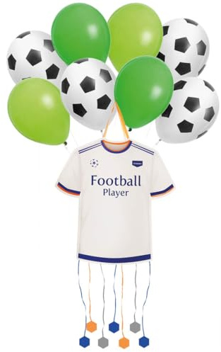 OH YEAH - Piñata Camiseta de Fútbol Cumpleaños Grande 48 x 50 cm + Set Globos 30cm - Decoración Fiestas Infantiles - Piñatas Grandes para Rellenar - Juguetes y Chuches - FÁCIL DE RELLENAR