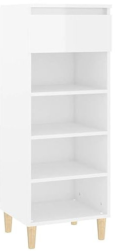 HETFTJN Camping Regal Schuhaufbewahrung Platzsparend Camping Schrank Küchenregal Schmal - Schuhschrank Hochglanz-Weiß 40x36x105 cm Holzwerkstoff für Wohnbereich Eingangshalle Garderobe