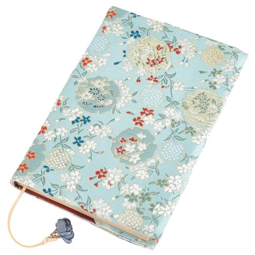 craspire Couverture de Livre de Taille A5 8.3 x 6.5 Pouces Tissu Satiné Doux Vintage Floral Housse de Livre Lavable Marque Page Couverture Rigide Broché Couverture Souple Protecteur de Livre