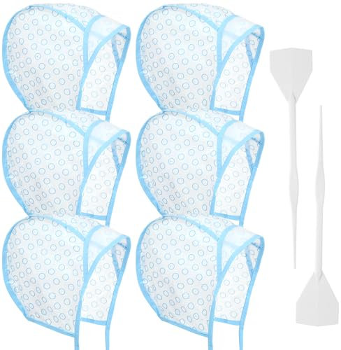 6 Stück Strähnchenhaube Set,Einstellbar Färbung Hervorhebung Kappe,Haar Highlight Kappe mit 2 Kunststoffhaken,Strähnchenhaube Haarefärben Zubehör für Salon Heimgebrauch Färben Haare Friseur Werkzeug