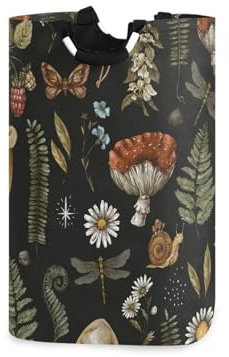 Laundry Hamper, Mushroom Daisy Collapsible Laundry Baskets with Handle, Bathroom Storage Laundry Bag for Clothes Dog Toys Towel Bedroom Laundry Room