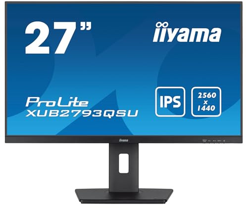 iiyama Prolite XUB2793QSU-B7 68,6cm 27 IPS LED-Monitor WQHD 100Hz HDMI DP USB3.2 Slim-Line Höhenverstellung Pivot Adaptive Sync schwarz