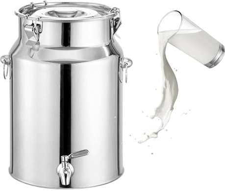 KELUNIS Secchio per Latte in Acciaio Inox Brocca di Latte con Rubinetto Contenitore da Trasporto in Acciaio Inossidabile per Conservare Liquidi E Solidi,9L