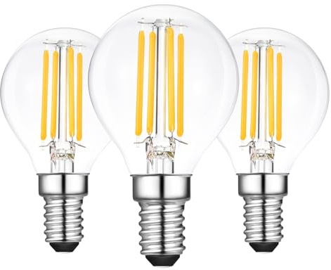 Sokkldccd E14 Led Light Bulb Golf Ball, SES Small Screw Light Bulb, G45 Globe 4W Led Bulbs, Warm White 2700K, 40W Equivalent, Pack of 3
