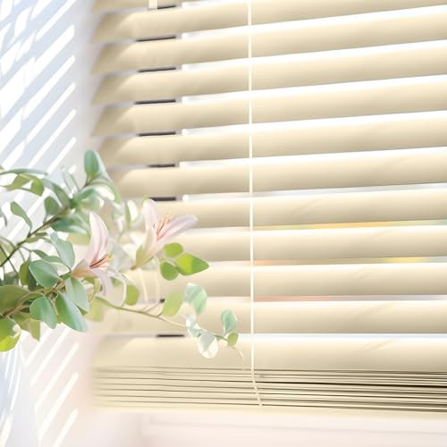 Persianas Venecianas Vinilo PVC para Ventanas y Puertas 90x160 cm Beige
