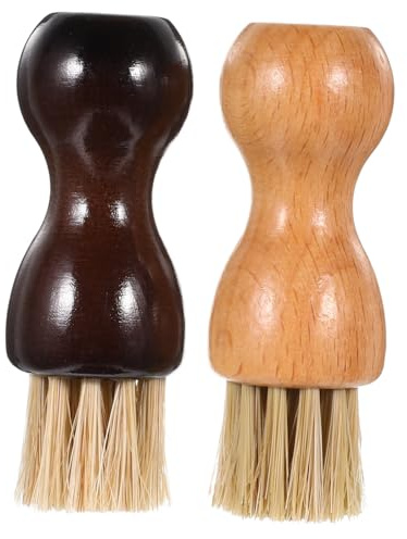 2pcs Wooden Handle Shoe Polish Applicator Brush Mini Oval Shoe Cleaner with Soft Bristles for Leather Shoes and Accessories for Travel and Daily Care