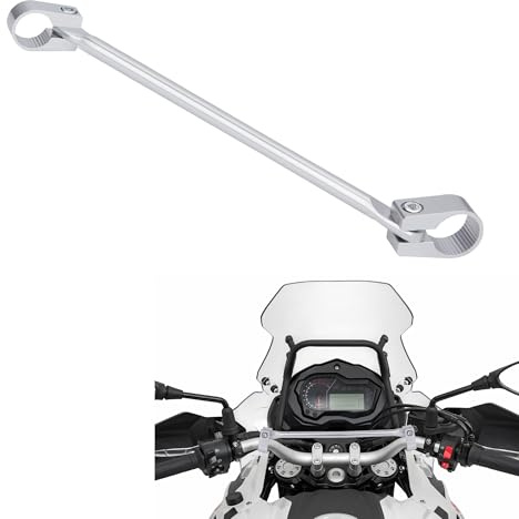 Tunejoy Barra Trasversale Moto 22mm Manubrio per l'Equilibrio del Motocicletta in Alluminio Barra di Bilanciamento di Moto Regolabile per Moto da Cross 400mm Argento