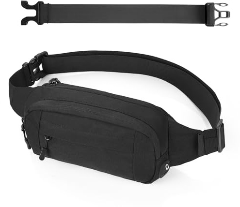 Cozary Sac Banane Homme et Femme - Banane Mode avec Ceinture Réglable et Extension - 4 Compartiments avec Fermeture Éclair - Parfait pour Le Sport, la Course, la Randonnée et Activités en Plein Air