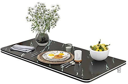 Klappbarer Wandtisch mit schwarzer umweltfreundlicher Blechhalterung für Arbeitszimmer, Schlafzimmer, Badezimmer, Balkon, Wandmontage, zusammenklappbarer Schreibtisch (30 x 80 cm)