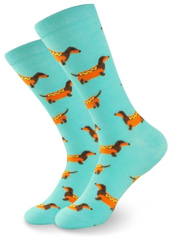 1 Paar Dackel Socken Lustige Socken für Männer und Frauen Dackel Geschenk Lustig Design Baumwolle Socke Casual Mode Atmungsaktiv Witzig Bunt Unisex Einheitsgröße