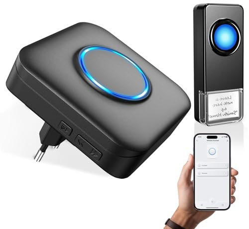 WiFi Doorbell Waterproof Outdoor, APP with No Subscription, 0-110dB Range Wireless Doorbell with 32 Melodies, Door Bell with Remote Notification, Door Bells with LED Flash for Homes, Offices